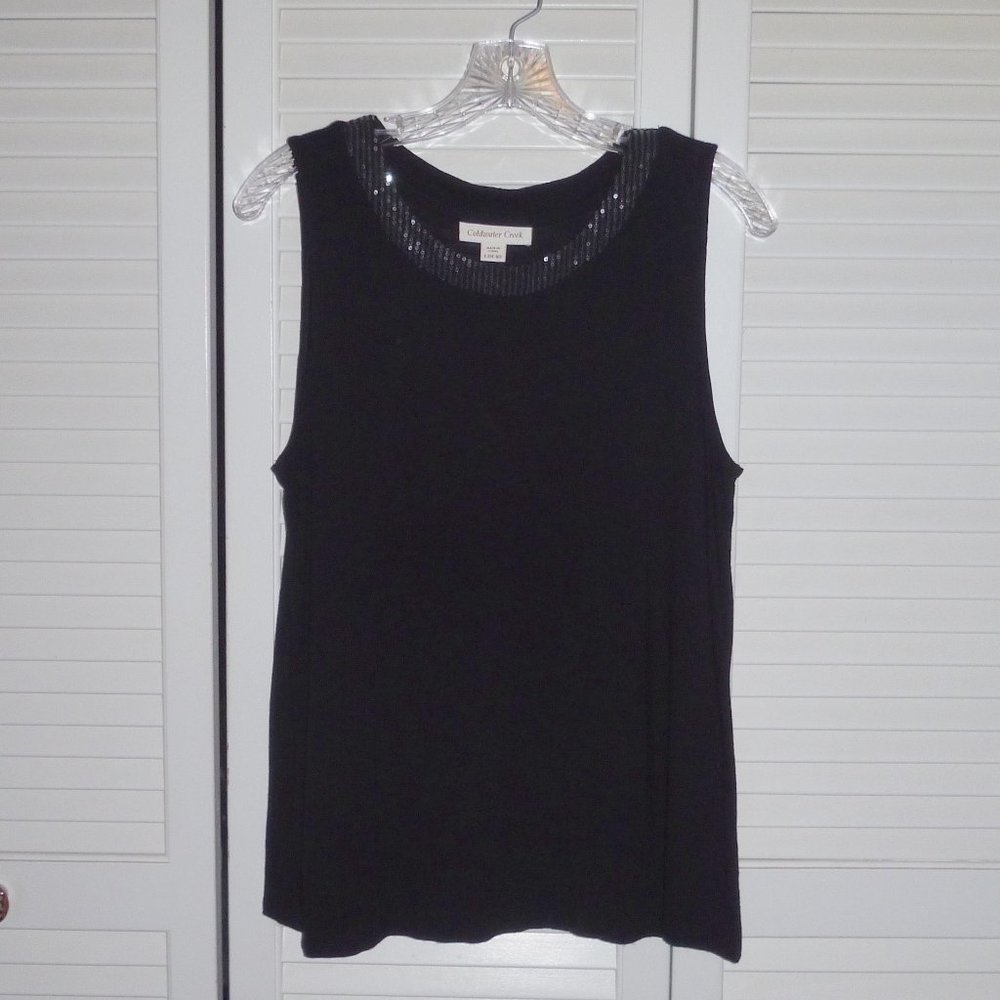 Coldwater Creek elegant black tank sz L